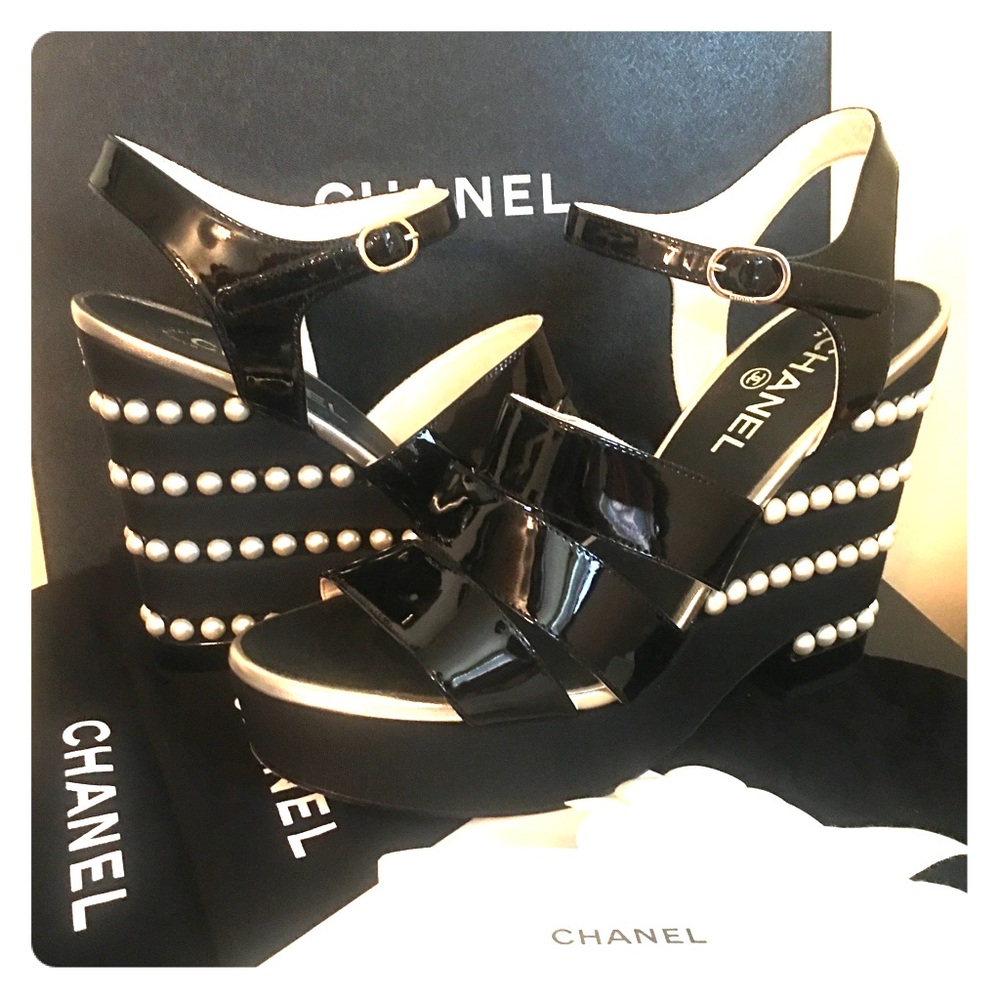 CHANEL platform-wedge sandal